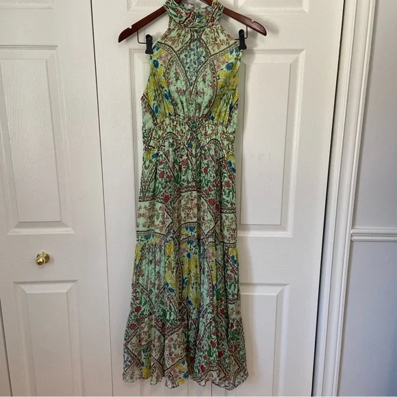 Anthropologie The Somerset Floral Print Boho Tiered Halter Maxi Dress Small - Picture 5 of 11